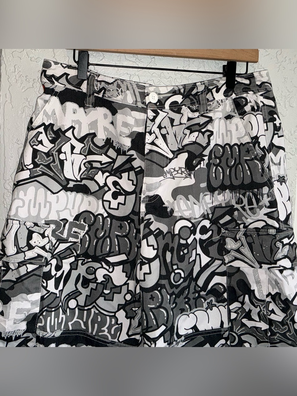 Empyre Black & Gray Graffiti Print Cargo Pants - Picture 2 of 10